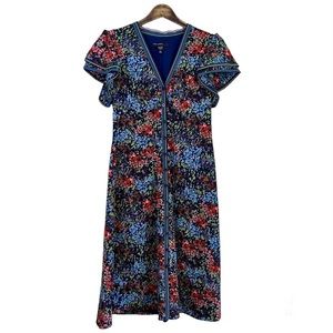 Maggy London Abbi Flounce Tea Length Floral Dress Flutter Sleeves Size 6